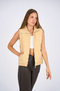Puffer Vest - Light Beige - Hushy Wear