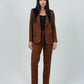Relaxed Fit Suede Two Button Blazer - Brown - Hushy Wear