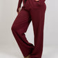 Double Zipper Top & Sweatpants - Burgundy