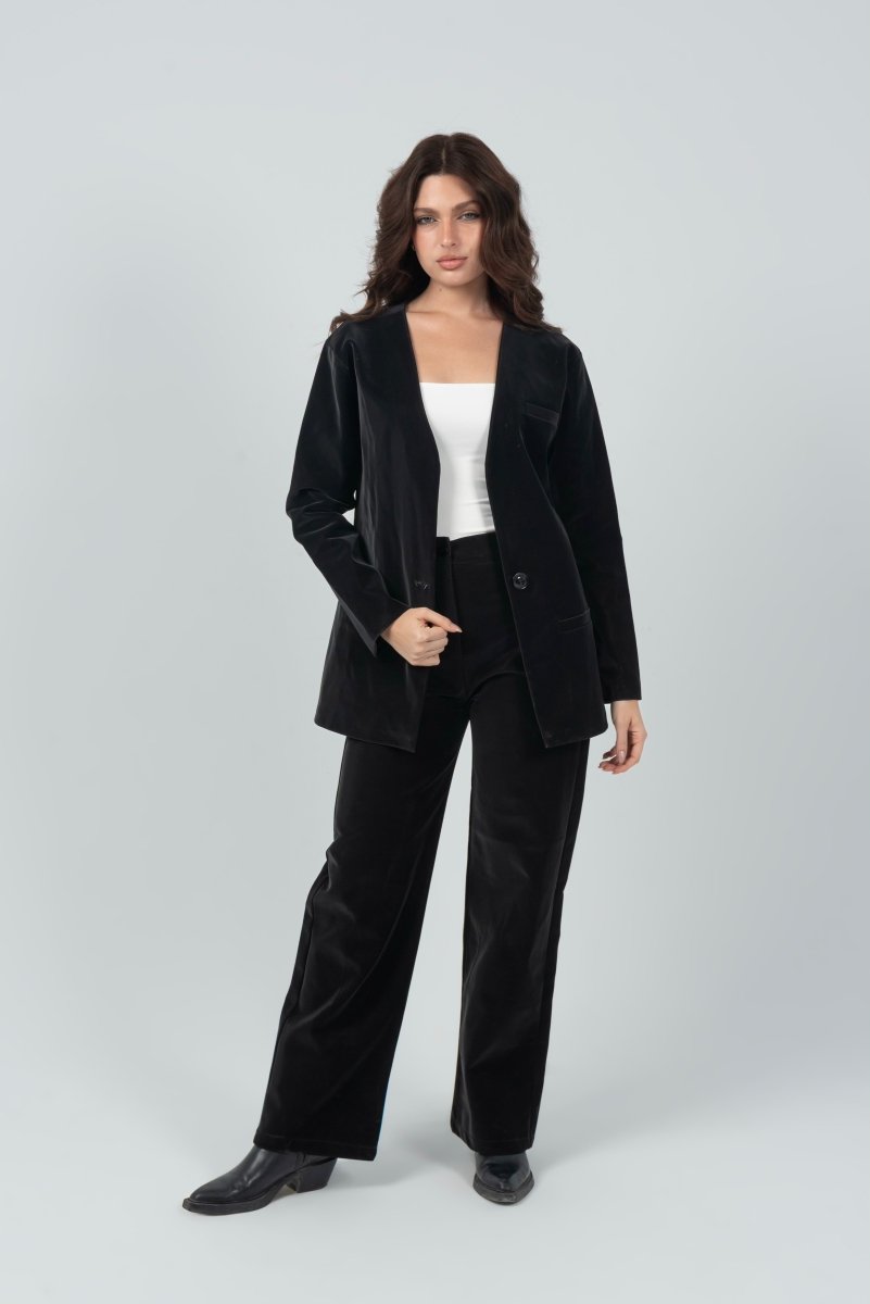 Tailored Leather Suit Set – Black - Hushy Wear