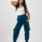 Teal Tie - Hem Cargo Trousers - Hushy Wear