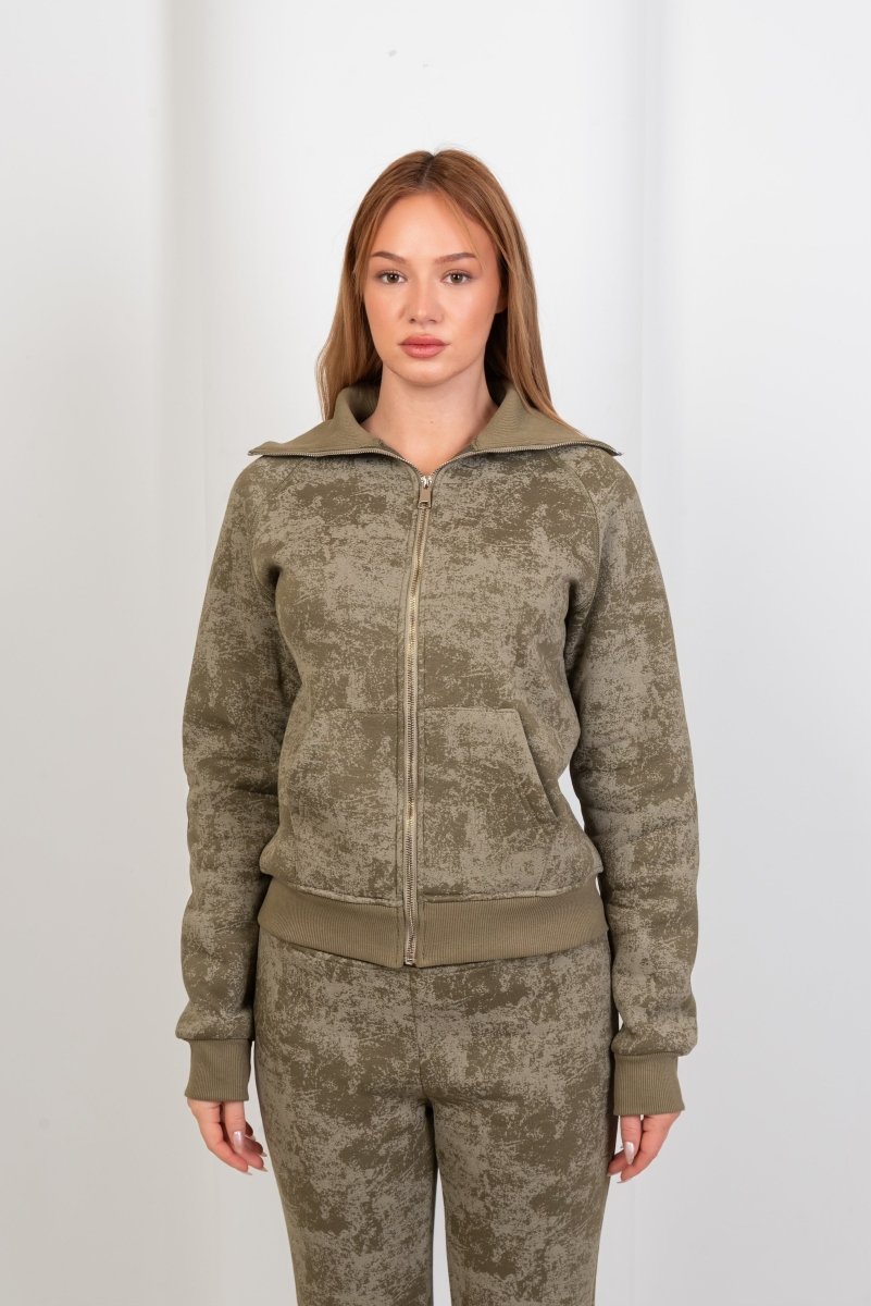 Vintage Wash Zip - Up Top – Olive - Hushy Wear