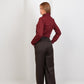 Wool High Waist Trouser - Brown - Hushy Wear