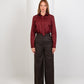 Wool High Waist Trouser - Brown - Hushy Wear
